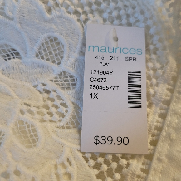 SOLD Maurices NWT White Swiss Dot And Lace Cardigan - Picture 4 of 4